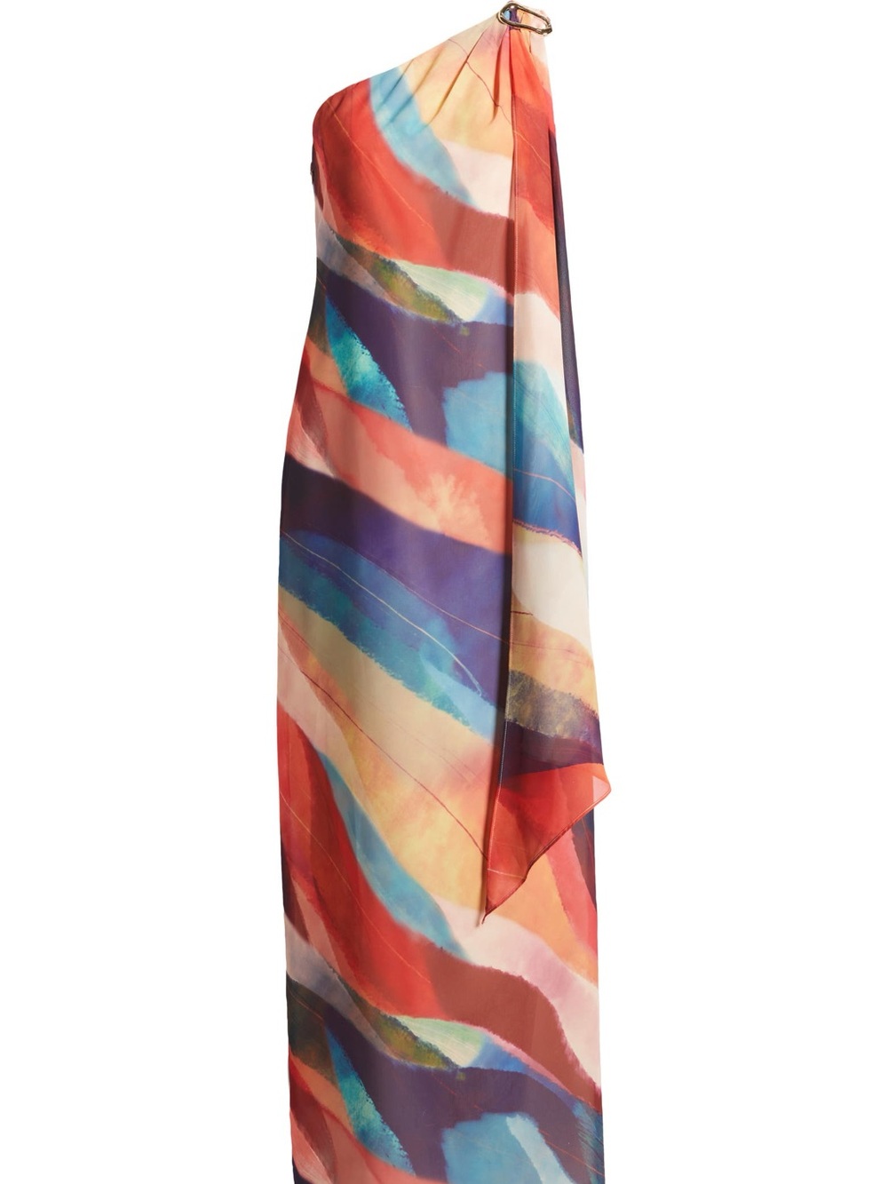 VINCE CAMUTO Abstract Stripe One-Shoulder Chiffon Gown SZ 12 - Picture 5 of 5